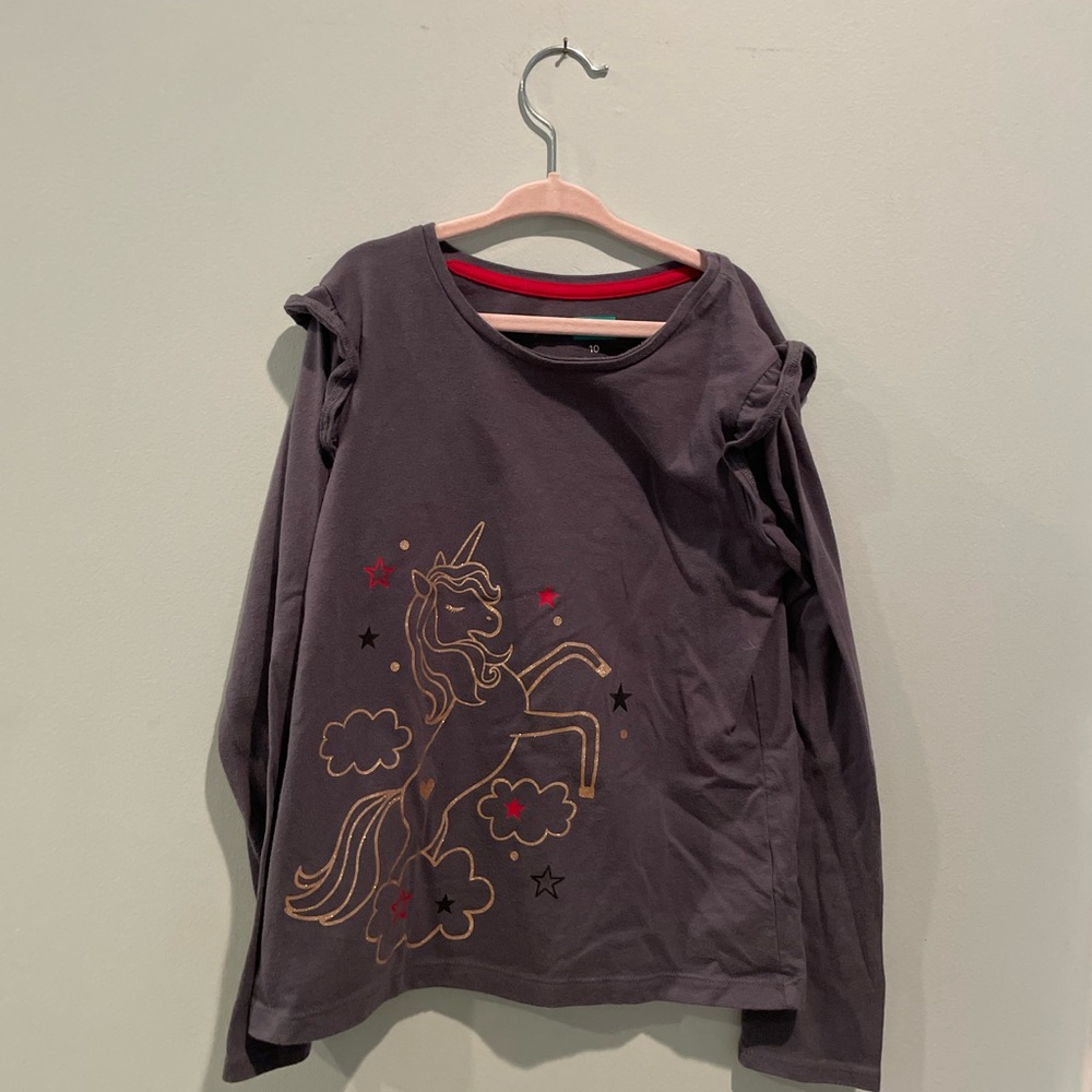 Garanimals Charcoal Long Sleeve Tee with Unicorn Design